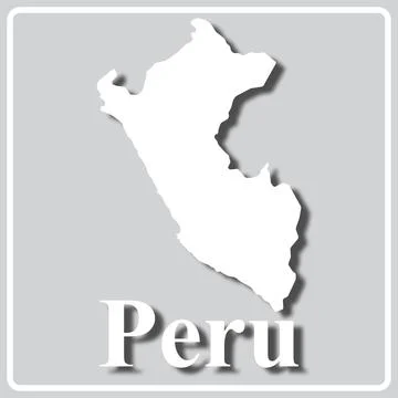 Gray icon with white silhouette of a map Peru Stock Illustration