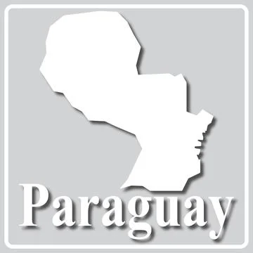 Gray icon with white silhouette of a map Paraguay Stock Illustration
