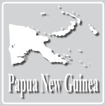 Gray icon with white silhouette of a map Papua New Guinea Stock Illustration
