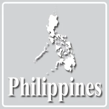 Gray icon with white silhouette of a map Philippines Stock Illustration