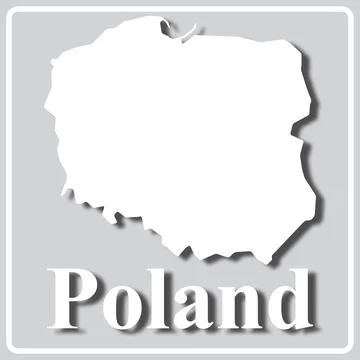 Gray icon with white silhouette of a map Poland Stock Illustration