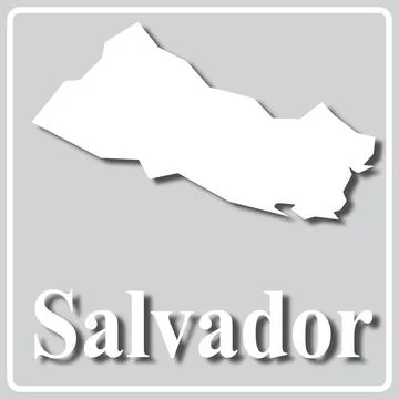 Gray icon with white silhouette of a map Salvador Stock Illustration