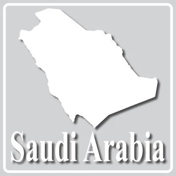 Gray icon with white silhouette of a map Saudi Arabia Stock Illustration