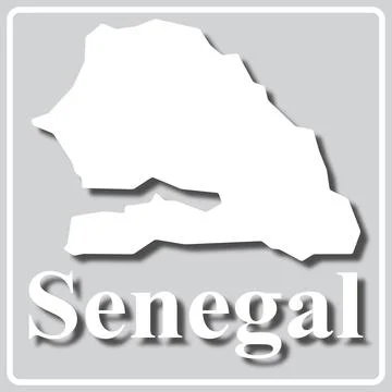 Gray icon with white silhouette of a map Senegal Stock Illustration