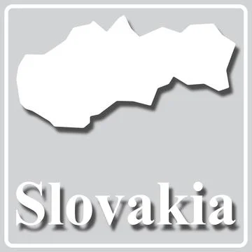 Gray icon with white silhouette of a map Slovakia Stock Illustration