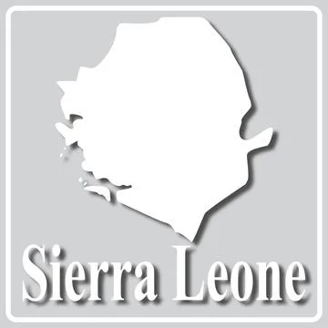 Gray icon with white silhouette of a map Sierra Leone Stock Illustration