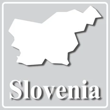 Gray icon with white silhouette of a map Slovenia Stock Illustration
