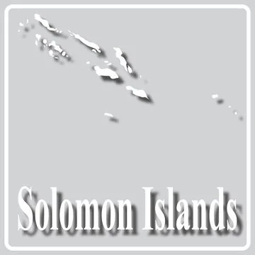 Gray icon with white silhouette of a map Solomon Islands Stock Illustration