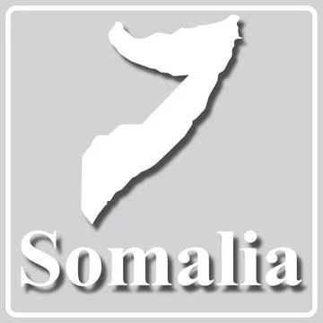 Gray icon with white silhouette of a map Somalia Stock Illustration