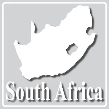 Gray icon with white silhouette of a map South Africa Stock Illustration