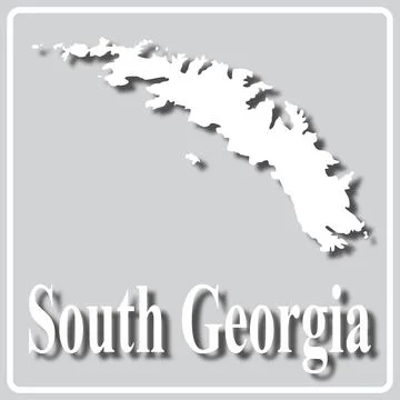 Gray icon with white silhouette of a map South Georgia Stock Illustration