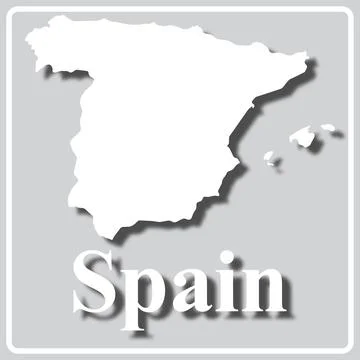 Gray icon with white silhouette of a map Spain Stock Illustration
