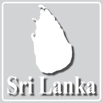 Gray icon with white silhouette of a map Sri Lanka Stock Illustration