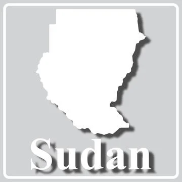 Gray icon with white silhouette of a map Sudan Stock Illustration