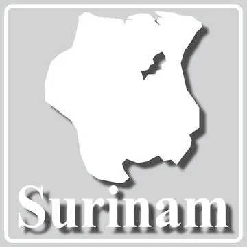 Gray icon with white silhouette of a map Surinam Stock Illustration