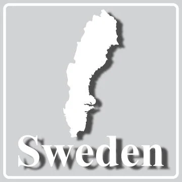 Gray icon with white silhouette of a map Sweden Stock Illustration