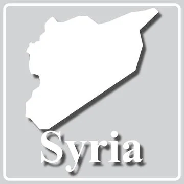 Gray icon with white silhouette of a map Syria Stock Illustration