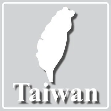 Gray icon with white silhouette of a map Taiwan Stock Illustration