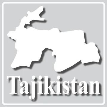 Gray icon with white silhouette of a map Tajikistan Stock Illustration