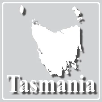 Gray icon with white silhouette of a map Tasmania Stock Illustration