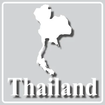 Gray icon with white silhouette of a map Thailand Stock Illustration