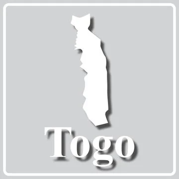 Gray icon with white silhouette of a map Togo Stock Illustration