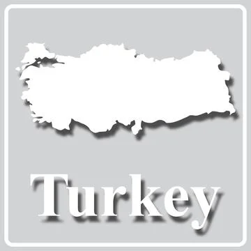 Gray icon with white silhouette of a map Turkey Stock Illustration