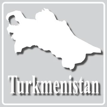 Gray icon with white silhouette of a map Turkmenistan Stock Illustration