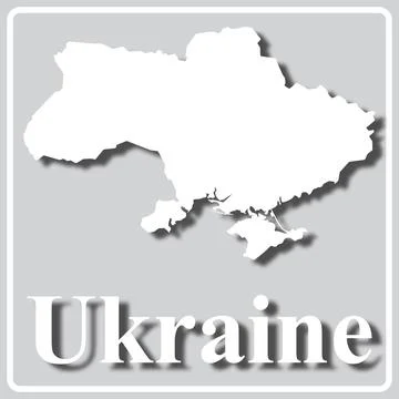 Gray icon with white silhouette of a map Ukraine Stock Illustration