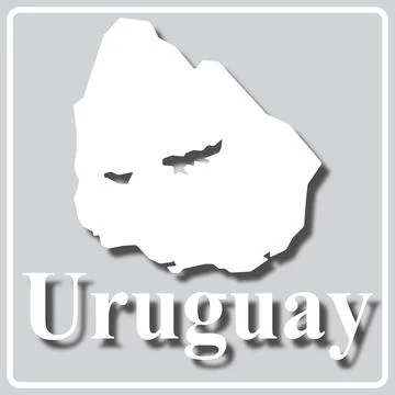 Gray icon with white silhouette of a map Uruguay Stock Illustration
