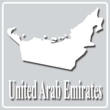 Gray icon with white silhouette of a map United Arab Emirates Stock Illustration