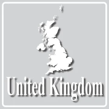Gray icon with white silhouette of a map United Kingdom Stock Illustration
