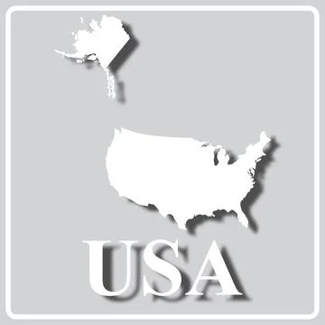 Gray icon with white silhouette of a map USA Stock Illustration