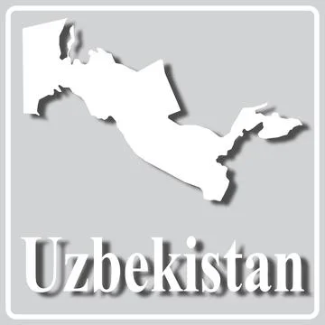 Gray icon with white silhouette of a map Uzbekistan Stock Illustration