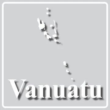 Gray icon with white silhouette of a map Vanuatu Stock Illustration