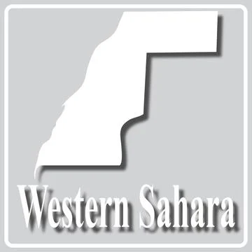 Gray icon with white silhouette of a map Western Sahara Stock Illustration