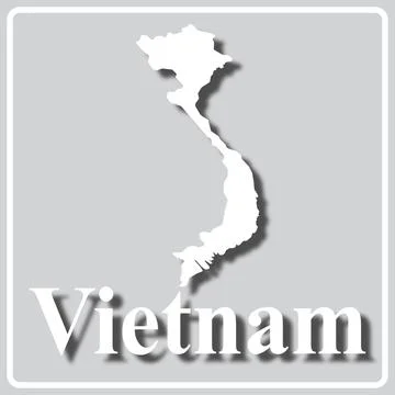 Gray icon with white silhouette of a map Vietnam Stock Illustration