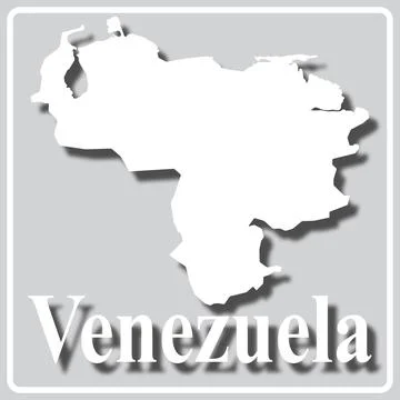 Gray icon with white silhouette of a map Venezuela Stock Illustration