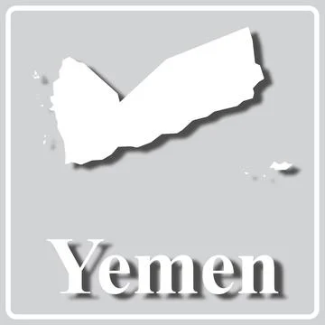 Gray icon with white silhouette of a map Yemen Stock Illustration