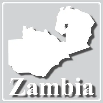 Gray icon with white silhouette of a map Zambia Stock Illustration