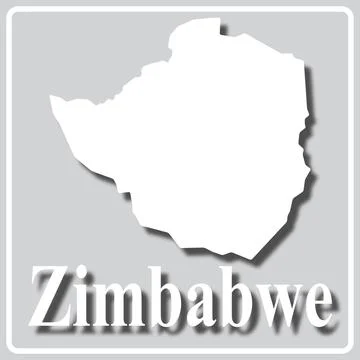Gray icon with white silhouette of a map Zimbabwe Stock Illustration