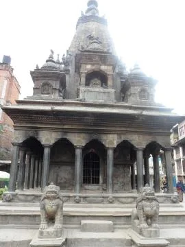 Gray Indian temple with columns Stock Photos