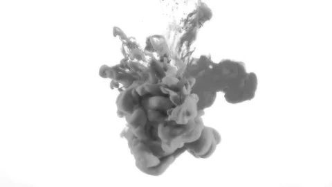 Gray ink clouds in water on white background Stock Footage 76031947
