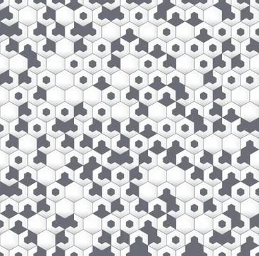 Gray irregular geometric seamless pattern with hexagons Stock Illustration