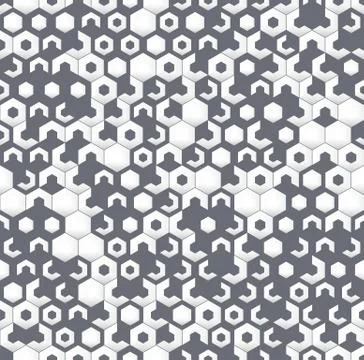 Gray irregular geometric seamless pattern with hexagons Stock Illustration