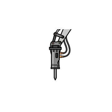Gray jackhammer attachment icon for construction machines Stock Illustration