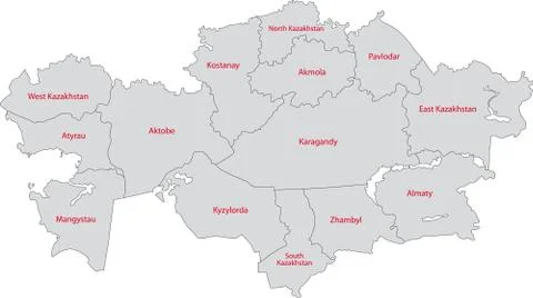 Gray Kazakhstan map Stock Illustration
