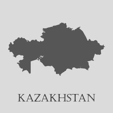 Gray Kazakhstan map - vector illustration Stock Illustration