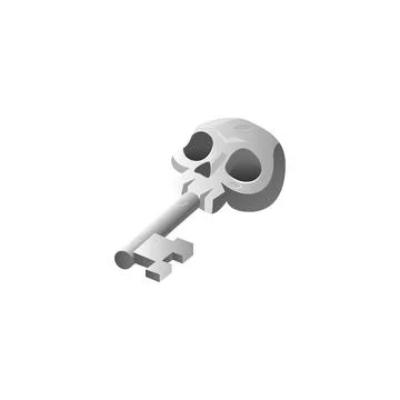 Gray key with skull flat style, vector illustration Stock Illustration