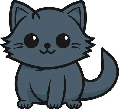 Gray Kitten Cartoon Stock Illustration